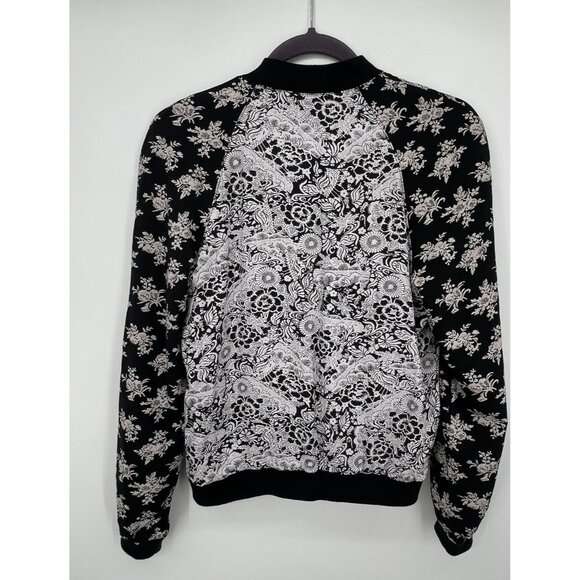 Free People Bomber Jacket Floral Size S Snap Button Pockets Feminine Boho Retro - Picture 2 of 13